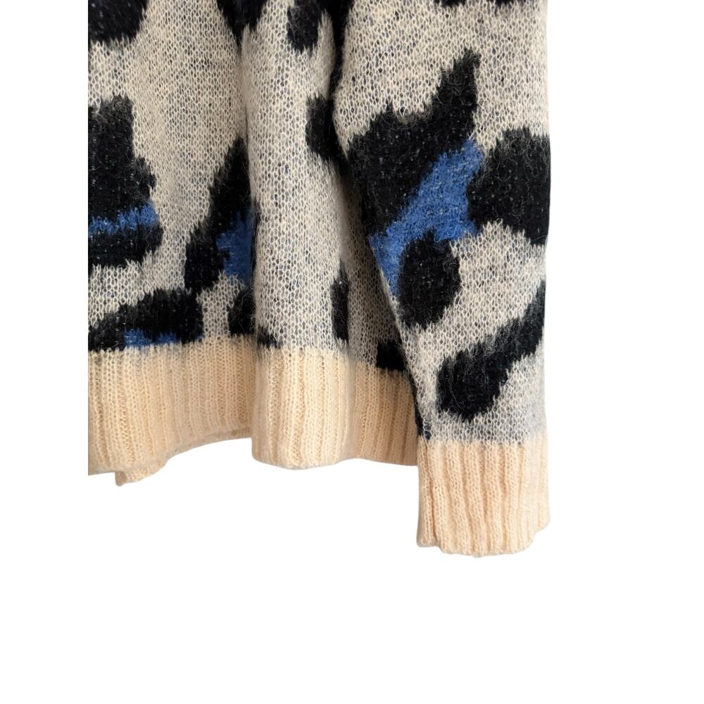 The Korner S/M Blue Animal Leopard Mohair Wool Blend Sweater Cozy Pullover Soft - Picture 5 of 7